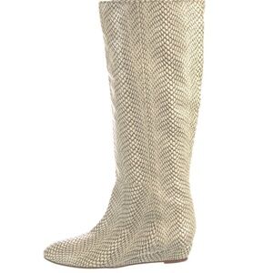 Loeffler Randall Embossed Leather Printed Tall Boots - Size 7